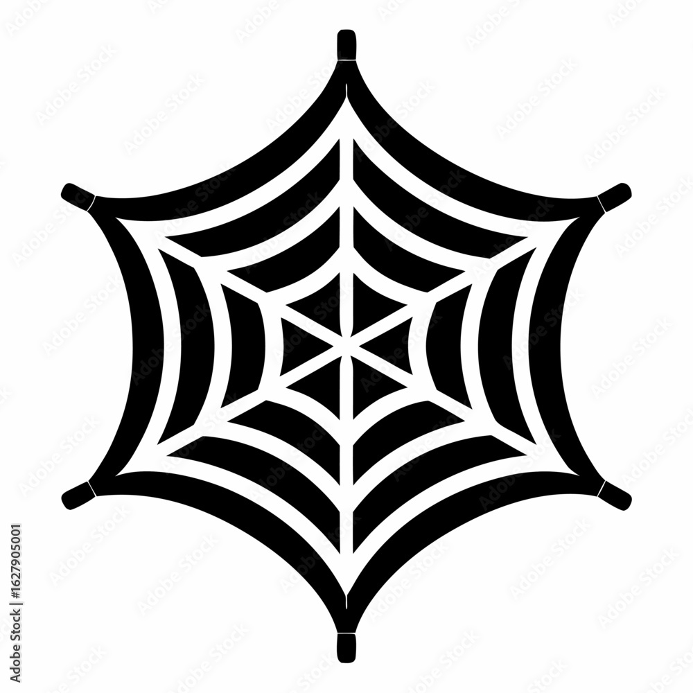 Fototapeta premium Stylized Spider Web Illustration – Geometric Symmetry in Black and White