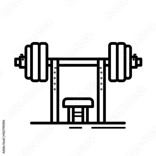 Barbell on bench rack - vector icon