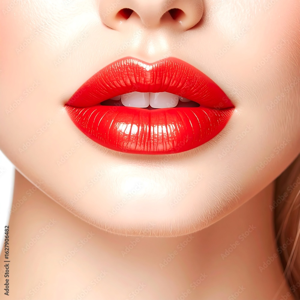Fototapeta premium Close-up woman's lips, red lipstick