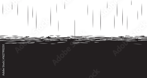 Full moon above trees in silhouette image white backgrpound.