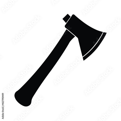 Silhouette of a hatchet on white background Vector illustration