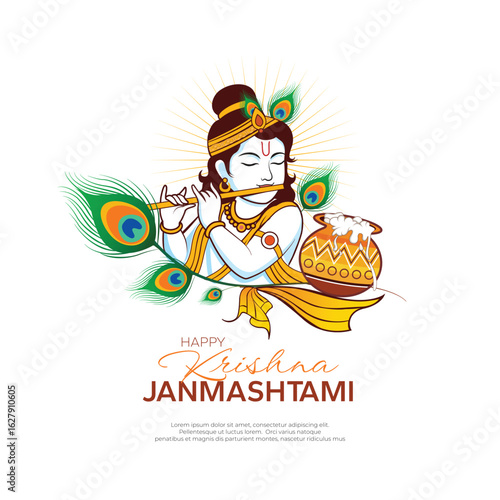 Happy Krishna Janmashtami Hindu festival vector