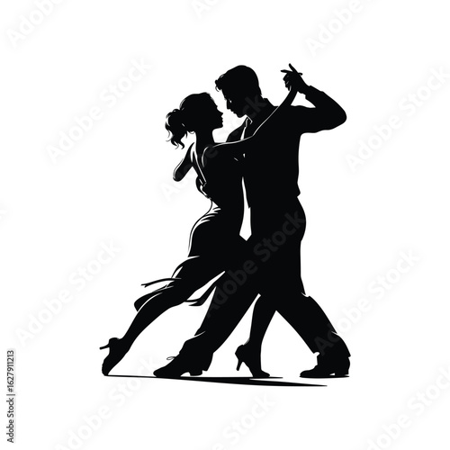 Silhouette of a couple dancing the tango with passion and elegance
