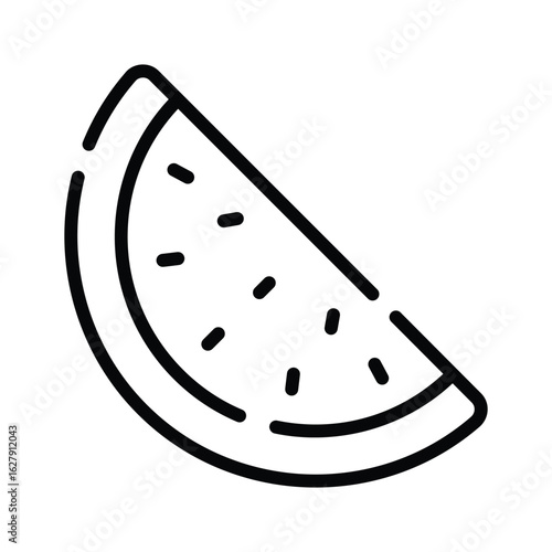 Visually engaging linear icon of watermelon slice snack