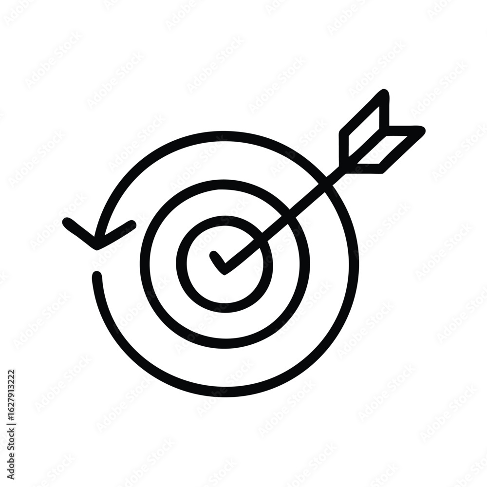 Target arrow icon achieving goals and success in business strategy and marketing aiming at the center Target arrow icon achieving goals and success in business strategy and marketing aiming at the center