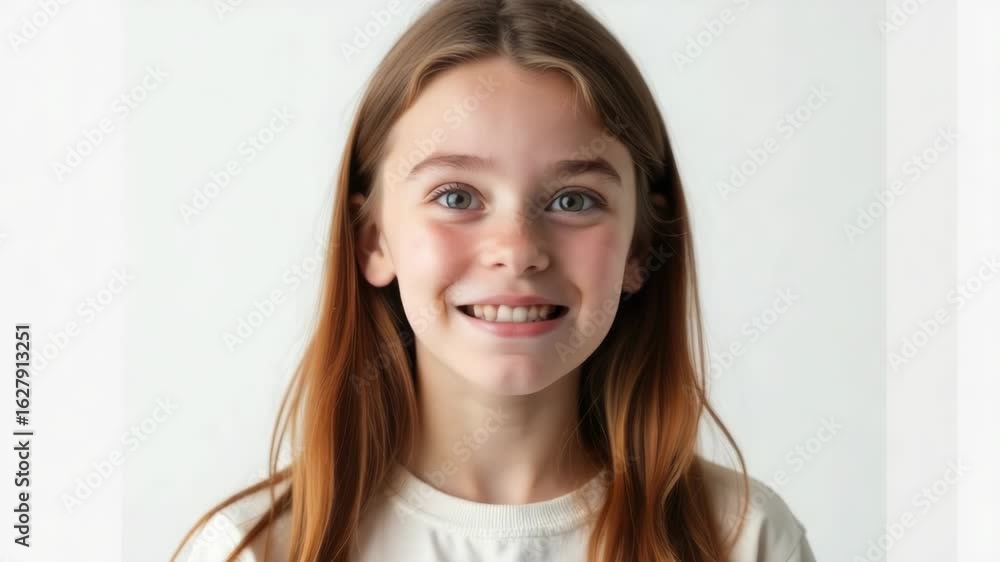 A young girl with long red hair holds a toothbrush in her mouth, a playful and imaginative pose A young girl with long red hair holds a toothbrush in her mouth, a playful and imaginative pose
