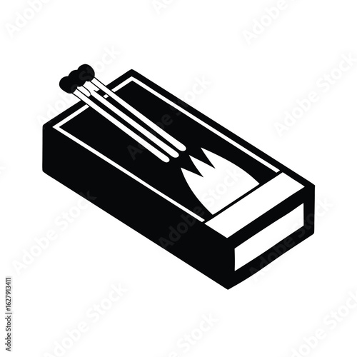 Silhouette of a matchbox on white background Vector illustration