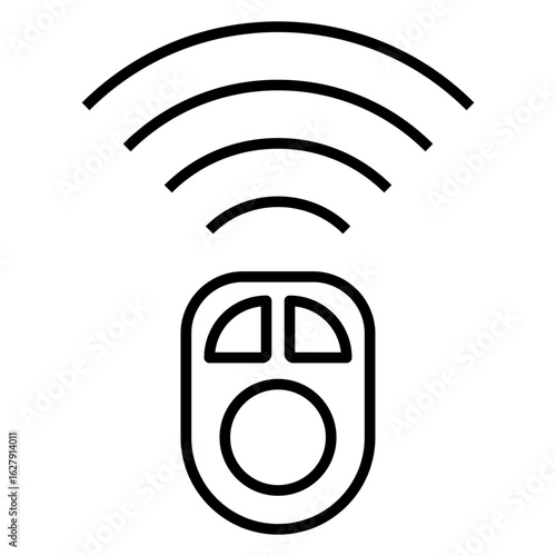 Icono control remoto con ondas inalámbricas con líneas 