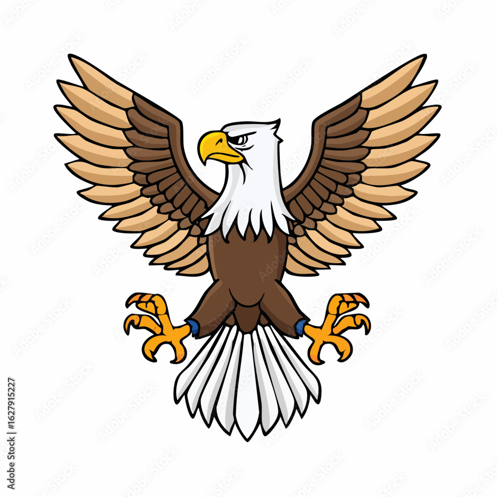 Obraz premium Majestic Cartoon Eagle Spreading Its Wings in Bold and Expressive Illustration