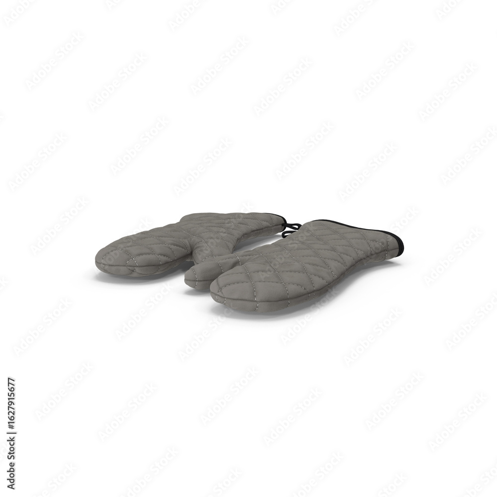 Naklejka premium Gray Quilted Oven Mitts Pair Isolated on Transparent Background