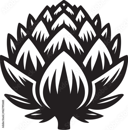 Black and white artichoke icon