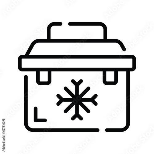 Visually engaging linear icon of portable icebox cooler