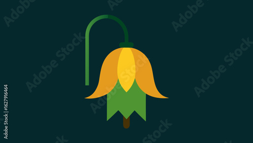Yellow Green Bell Flower Lantern Shape Flat Design Illustration