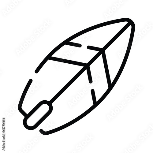 A premium linear icon of active surfboard board