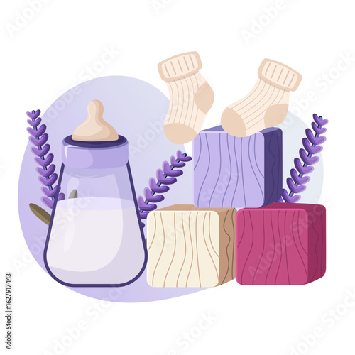 Illustration for gender party and baby shower