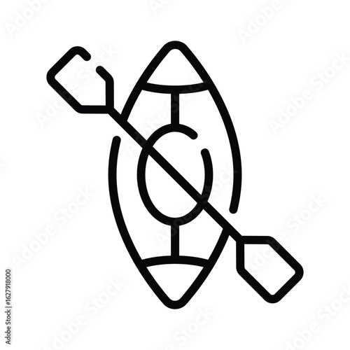 Trendy outline icon of rowing canoe watercraft