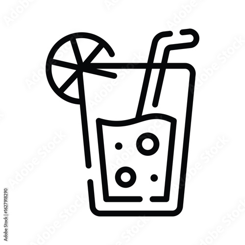 A captivating outline icon of refreshing lemonade glass