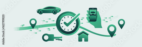 Green Car Sharing Service TimeBased Rental with Mobile App Tracking and Location Services