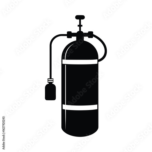 Silhouette of a scuba tank on white background Vector illustration