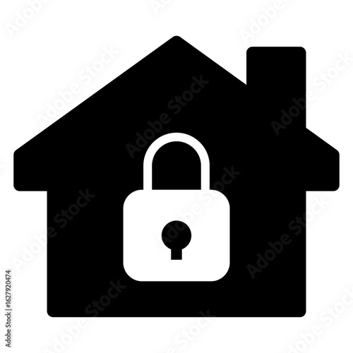 Logo seguridad en el hogar. Icono con silueta de casa con candado