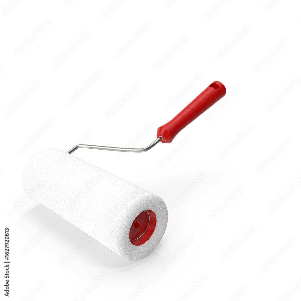 Obraz premium Paint Roller with Red Handle Isolated on Transparent Background