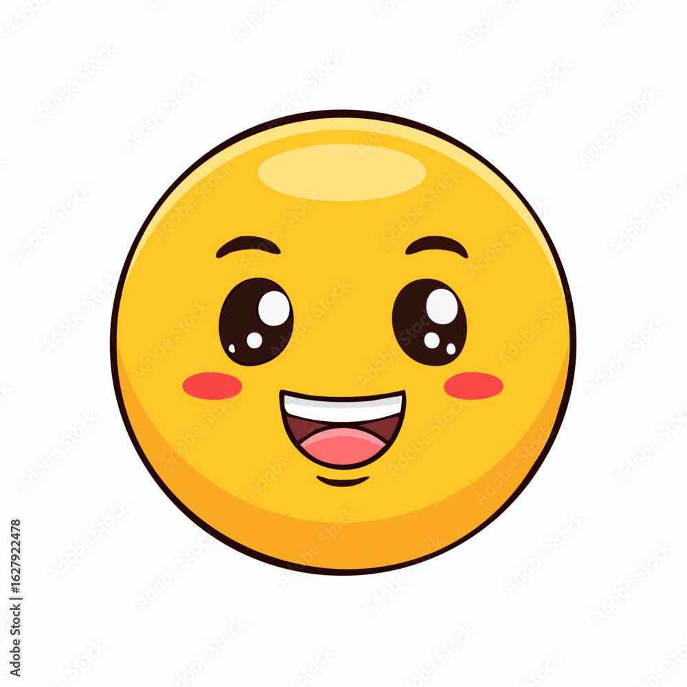 Fototapeta premium Cheerful Cartoon Emoji with a Big Smile and Rosy Cheeks Expressing Happiness