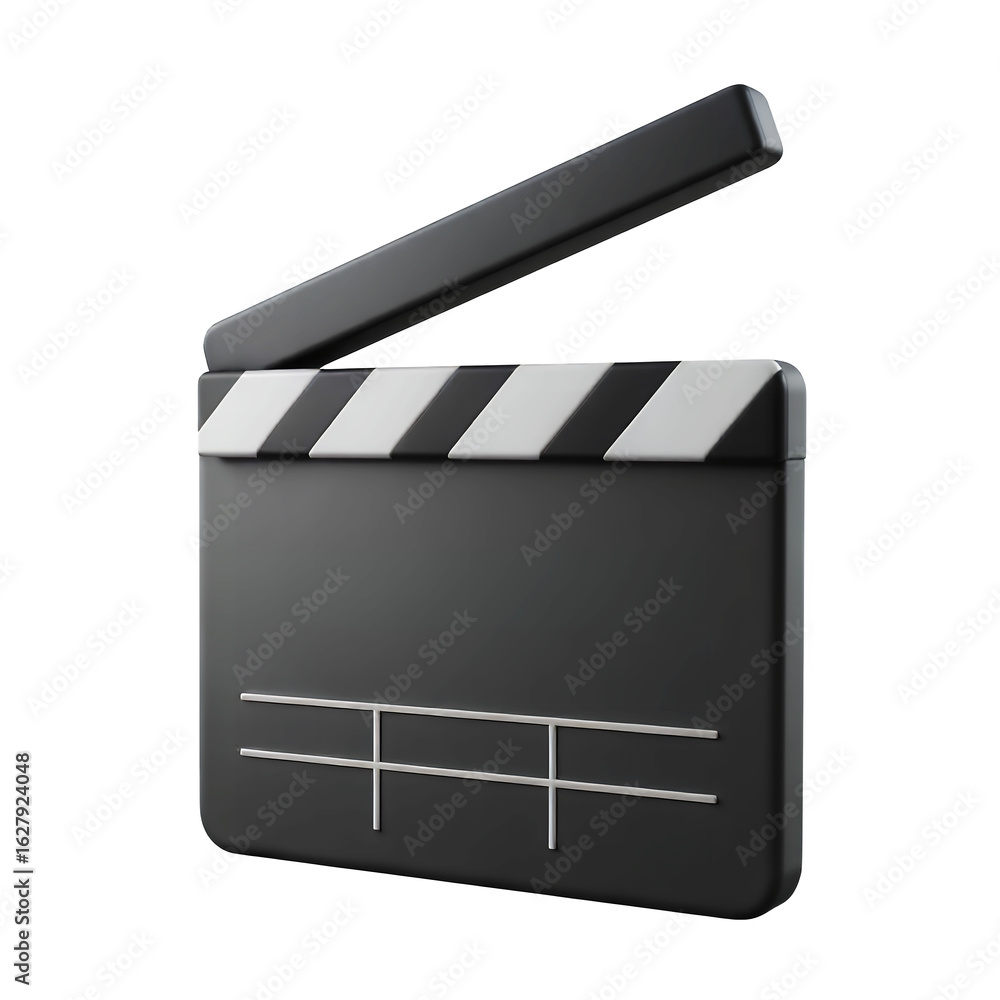 Fototapeta premium A single black and white clapperboard with the top arm raised against