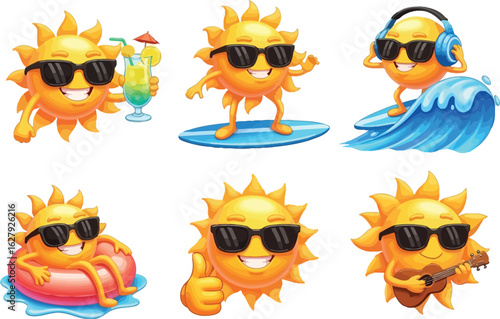 Cool Sun Character Summer Vacation Activities Set
