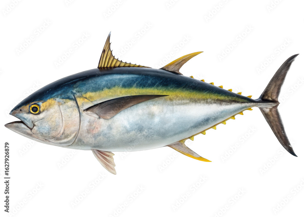 Fototapeta premium Yellowfin Tuna isolated on a transparent background.
