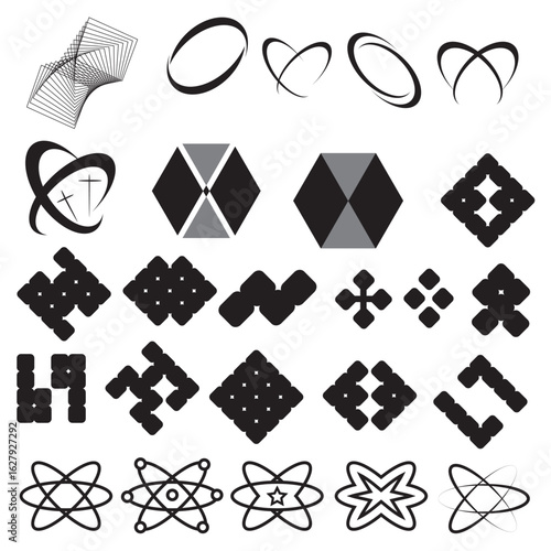 Modern Tech & Science Logos icons shapes elements Collection