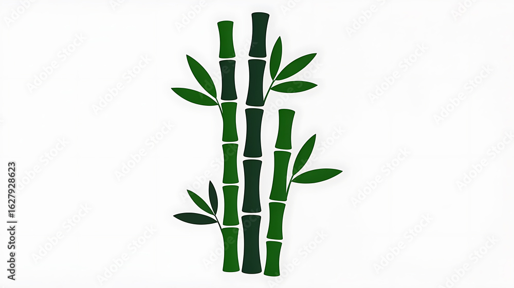 Fototapeta premium Green bamboo stalks with leaves, a symbol of growth. 