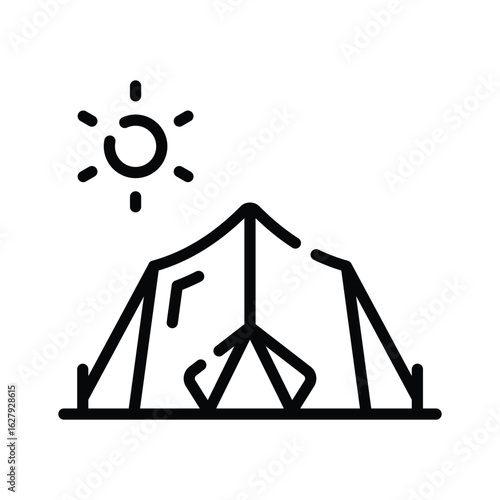 Easy to edit linear icon of outdoor camp scene