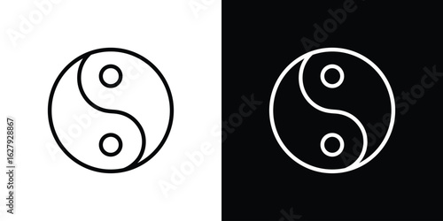 Yin yang icon graphic, editable stroke. Suitable for website design, logo, app, template, and ui ux.