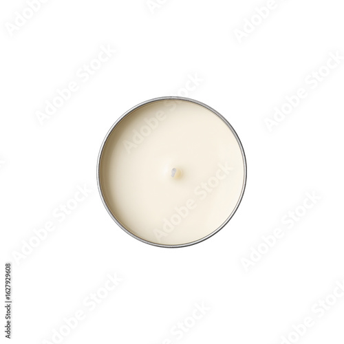 Beige Scented Candle, Top View, Aromatherapy, Isolated on Transparent Background
