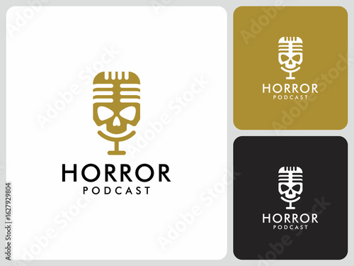 podcast skull logo vector