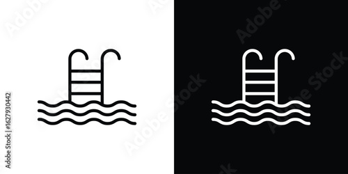 Swimming pool icon graphic, editable stroke. Suitable for website design, logo, app, template, and ui ux.