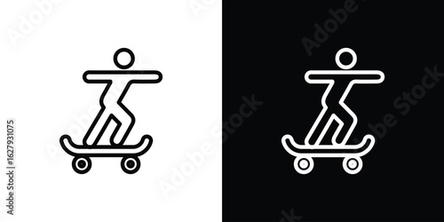 Skateboarding icon graphic, editable stroke. Suitable for website design, logo, app, template, and ui ux.