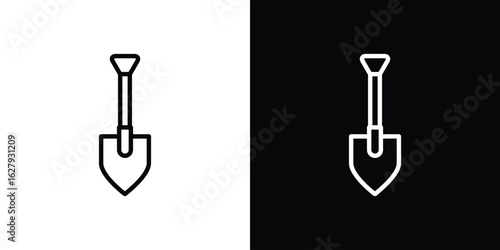 Shovel icon graphic, editable stroke. Suitable for website design, logo, app, template, and ui ux.