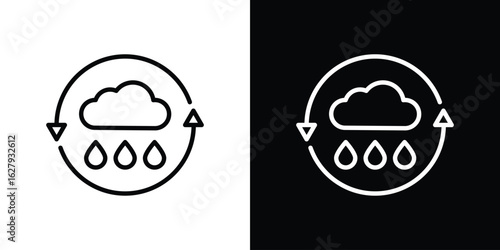 Rainwater harvesting icon graphic, editable stroke. Suitable for website design, logo, app, template, and ui ux.