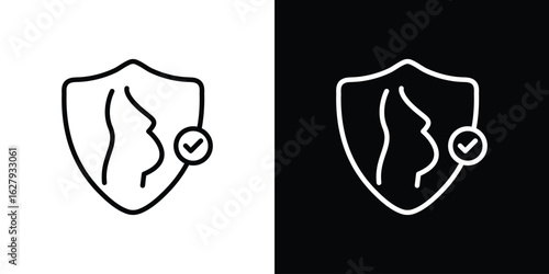 Pregnancy insurance icon graphic, editable stroke. Suitable for website design, logo, app, template, and ui ux.