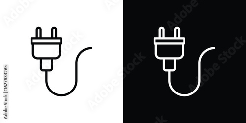 Plug with cable icon graphic, editable stroke. Suitable for website design, logo, app, template, and ui ux.