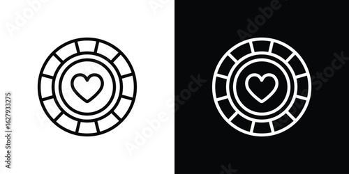 Poker chips icon graphic, editable stroke. Suitable for website design, logo, app, template, and ui ux.