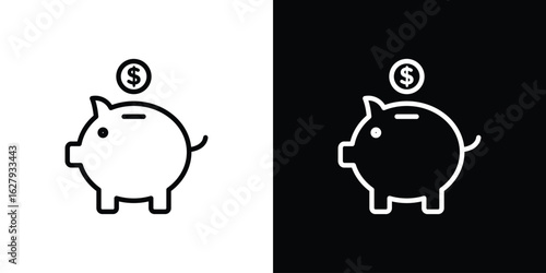 Piggy bank icon graphic, editable stroke. Suitable for website design, logo, app, template, and ui ux.