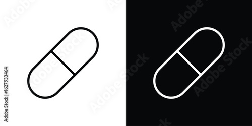 Pill capsule icon graphic, editable stroke. Suitable for website design, logo, app, template, and ui ux.