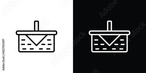 Picnic basket icon graphic, editable stroke. Suitable for website design, logo, app, template, and ui ux.