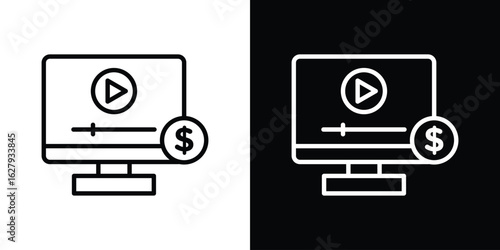 Paid media icon graphic, editable stroke. Suitable for website design, logo, app, template, and ui ux.