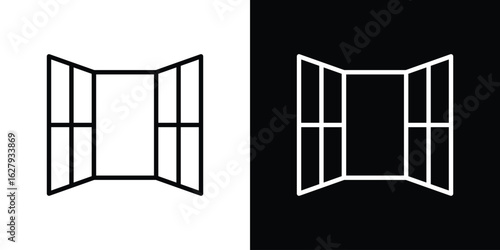 Opened window icon graphic, editable stroke. Suitable for website design, logo, app, template, and ui ux.