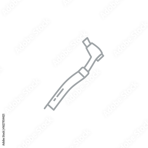 A simple gray line icon of a TIG welding torch, a tool for gas tungsten arc welding.