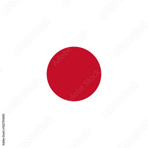 A simple and iconic representation of the Japanese flag, featuring a bold red circle centered on a clean white background.