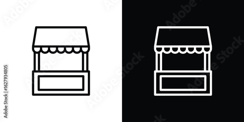 Local stall icon graphic, editable stroke. Suitable for website design, logo, app, template, and ui ux.